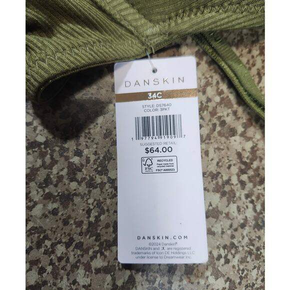 Danskin Intimates Push-Up Military Green Bra 34C Padded Underwire MSR $64 NWT - Picture 3 of 8